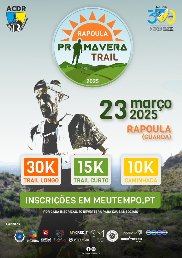 A 1.ª edição do Rapoula Primavera Trail irá decorrer no dia 23 de março de 2025 na Rapoula (Guarda).